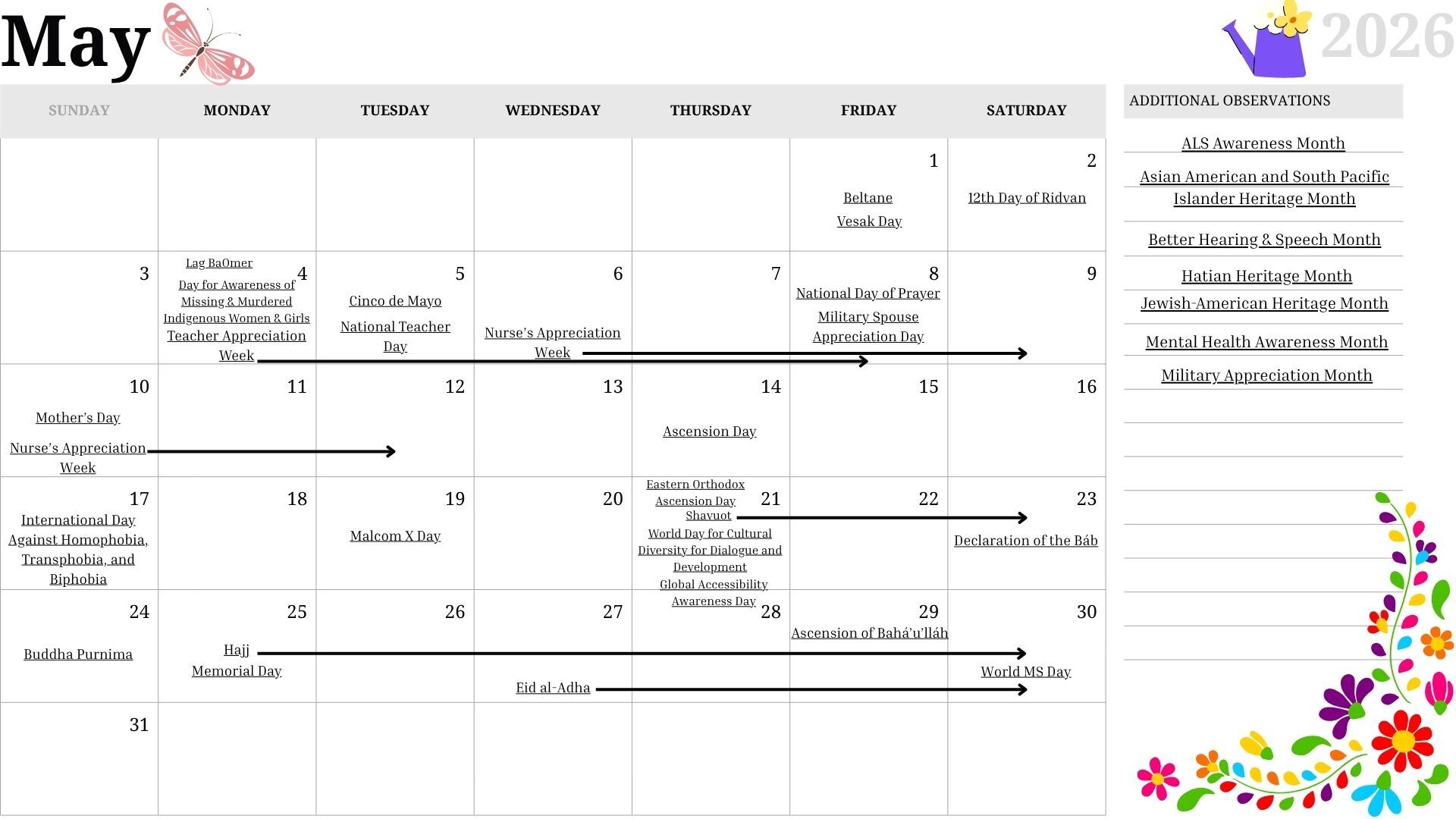 May 2026 Calendar