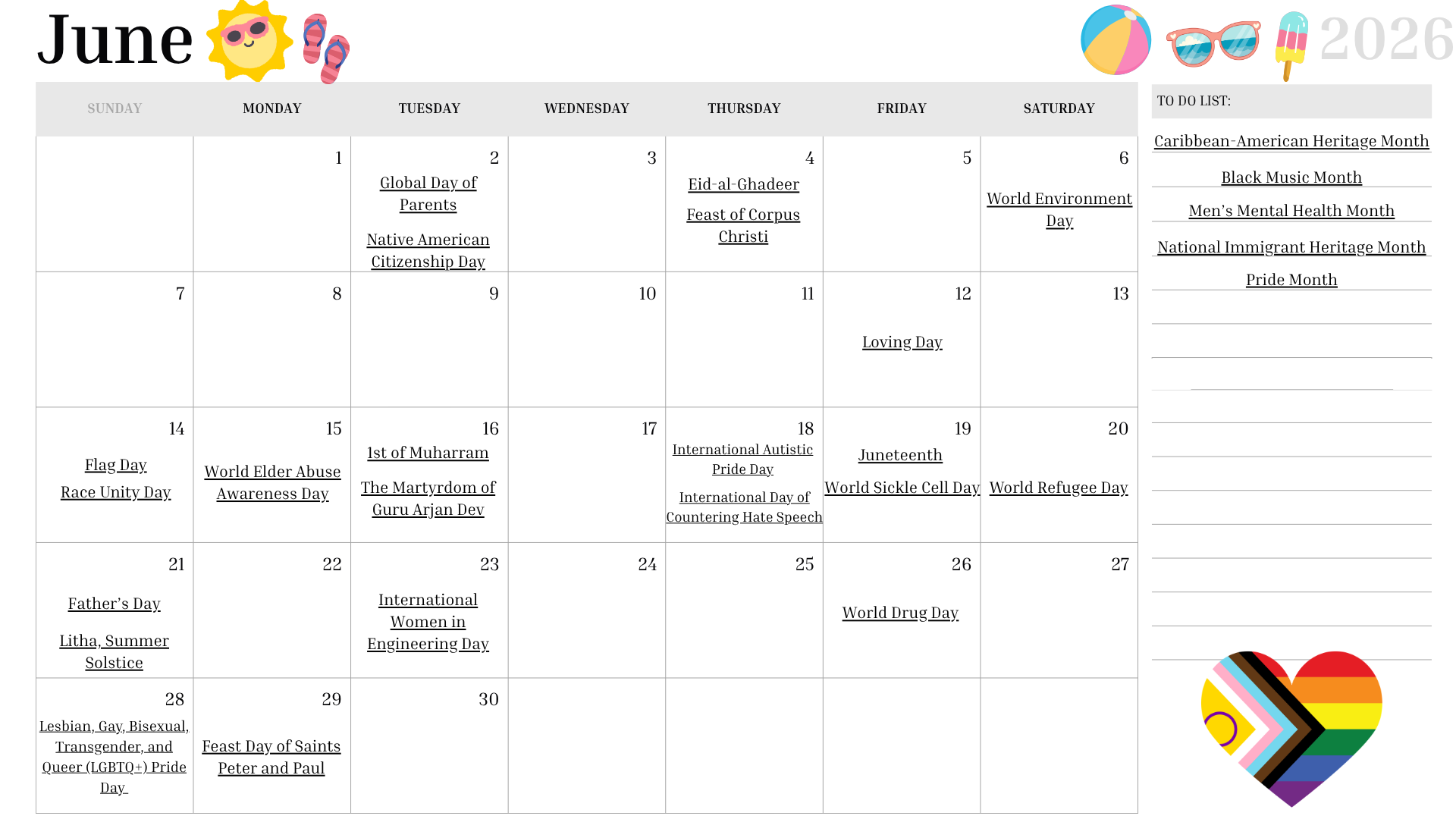 June 2026 Calendar