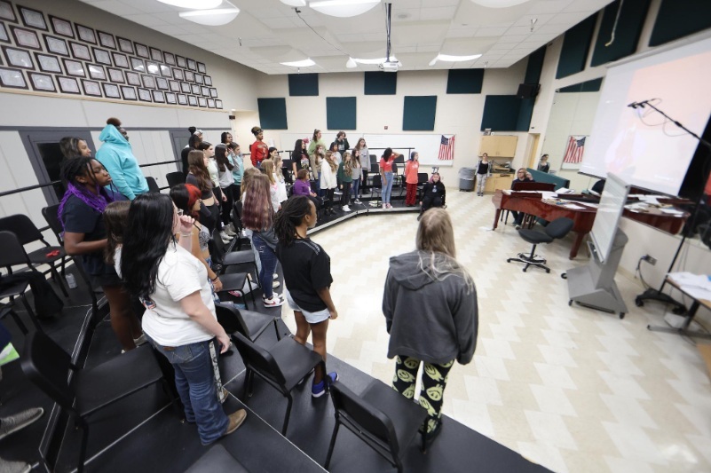 Students singing in choir